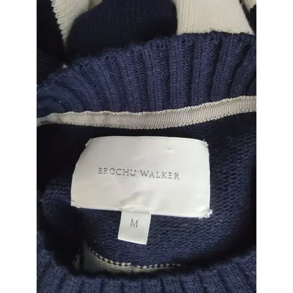 Brochu Walker Cy Stripe Sweater Womens SZ M Nautical Wool Cashmere NKM4146